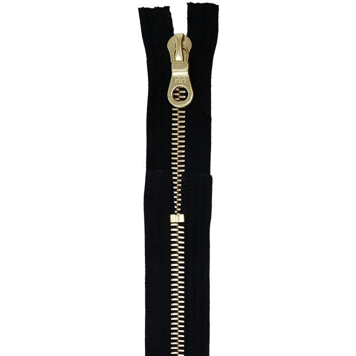 Riri 8MM Closed Bottom Zipper with KTA Pull, Black/Brass