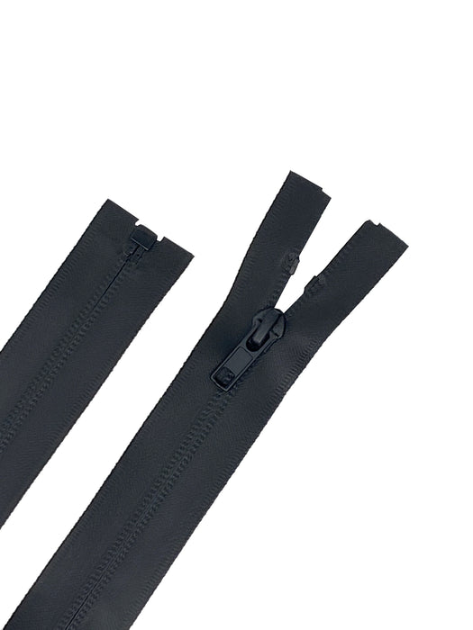 Zip-Up 28 Inch 3MM or 5MM Teeth Water Resistant One-Way Open End Zipper, Black/Black