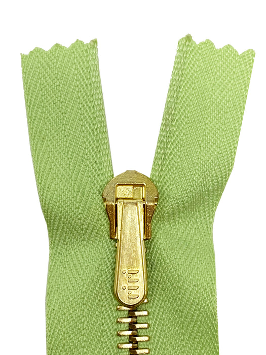 Riri Pocket Zipper 6 Inches 6MM Light Green/Brass Closed Bottom
