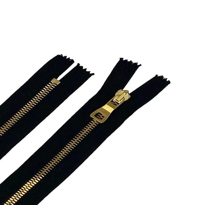 Lampo Black Tape Brass Teeth T5 Pocket Non-Separating Zipper 7 inches