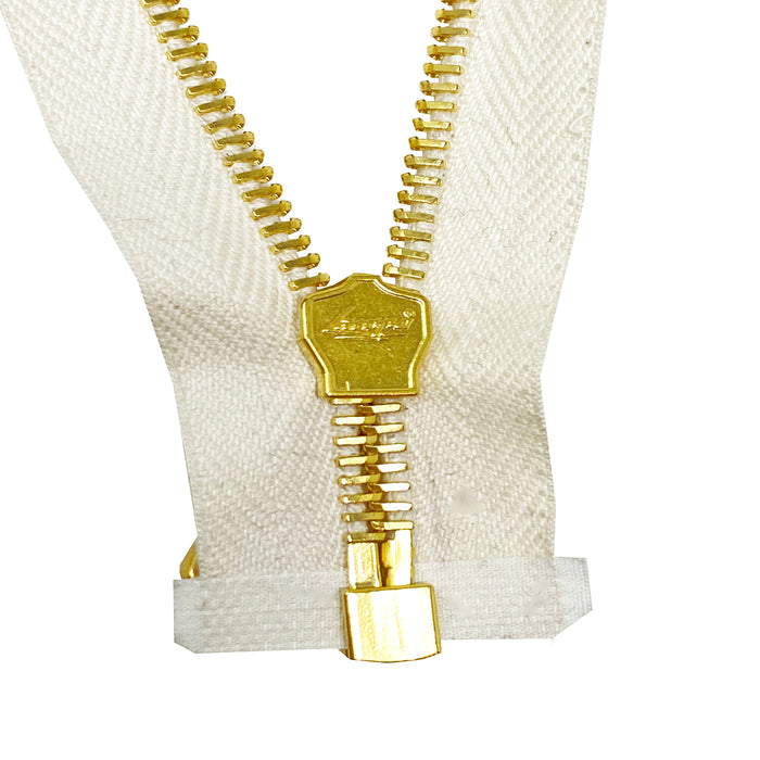 Lampo PFD White Cotton Tape Brass Teeth T5 Jacket Separating Zipper -Choose Length-