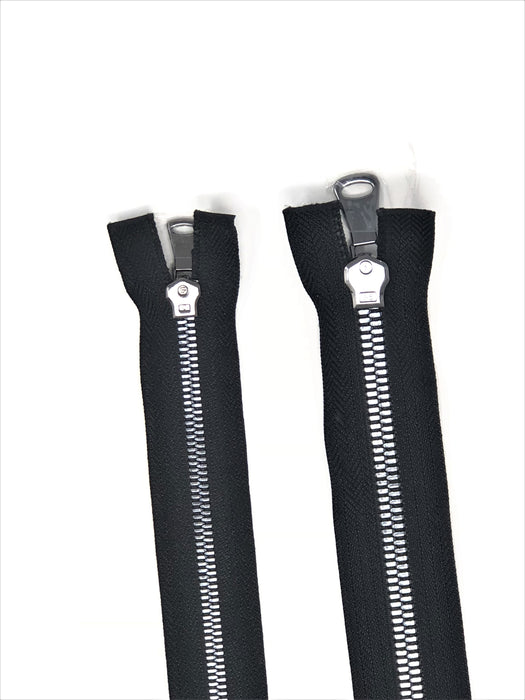 Wholesale Black Glossy Gun Metal Two-Way Separating Zipper in 5MM or 8MM Open Bottom - Choose Length - - ZipUpZipper