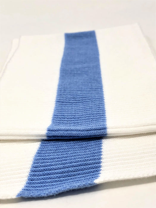 Wholesale Rib Knit Fabric Cotton White with Baby Blue Stripe - ZipUpZipper