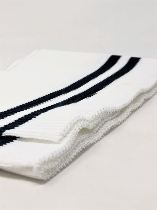 Wholesale Rib Knit Fabric Cotton White / Navy Stripes - ZipUpZipper