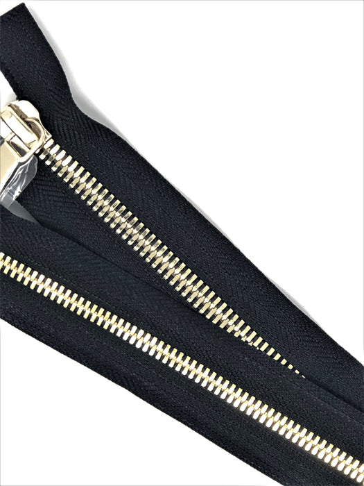 Wholesale Black Glossy Brass Two-Way Separating Zipper in 5MM or 8MM Open Bottom - Choose Length - - ZipUpZipper