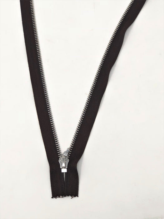 Brown Riri Jacket Zipper 6MM, 15 inches Nickel Non-Separating, Closed for Purses, Pockets, Bags, etc., Universal Slider - ZipUpZipper