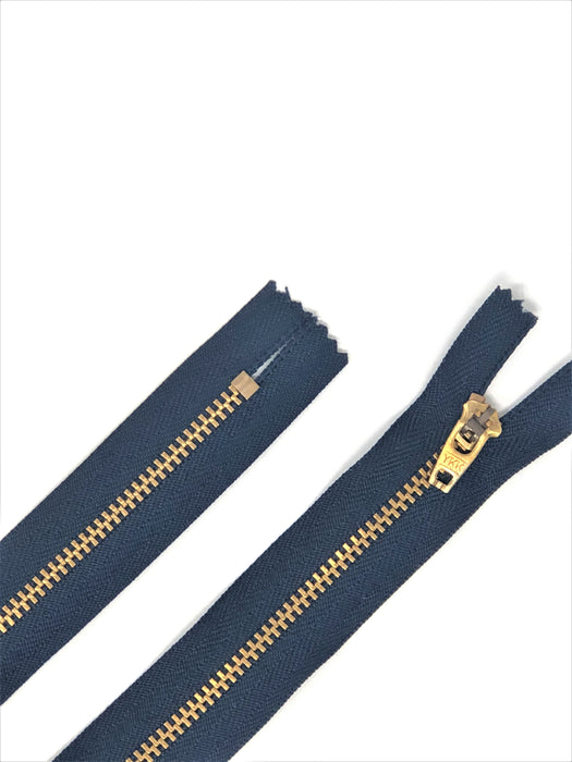Metal YKK 4.5MM Navy Tape Brass Teeth Zipper Choose 9 Inches Closed Bottom (5 pieces per order)