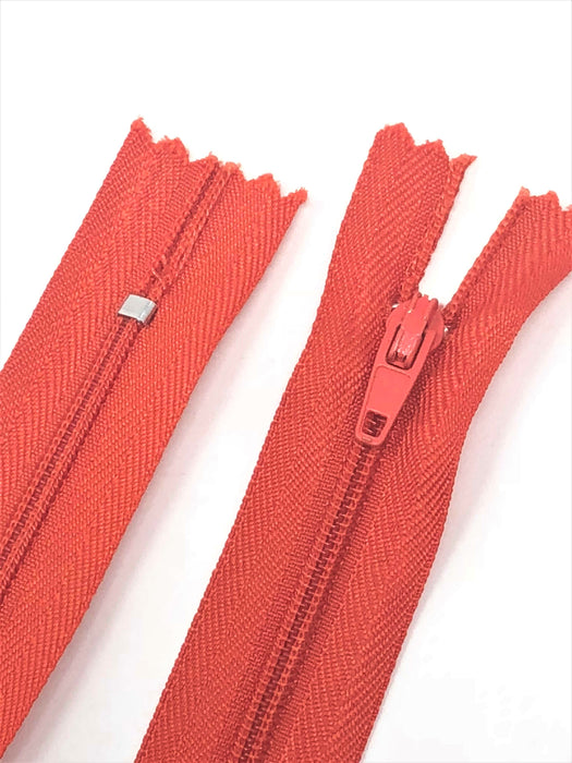 Orange 7 inch Nylon Zippers #3 Closed Bottom Wholesale (100 Zippers) Per Order
