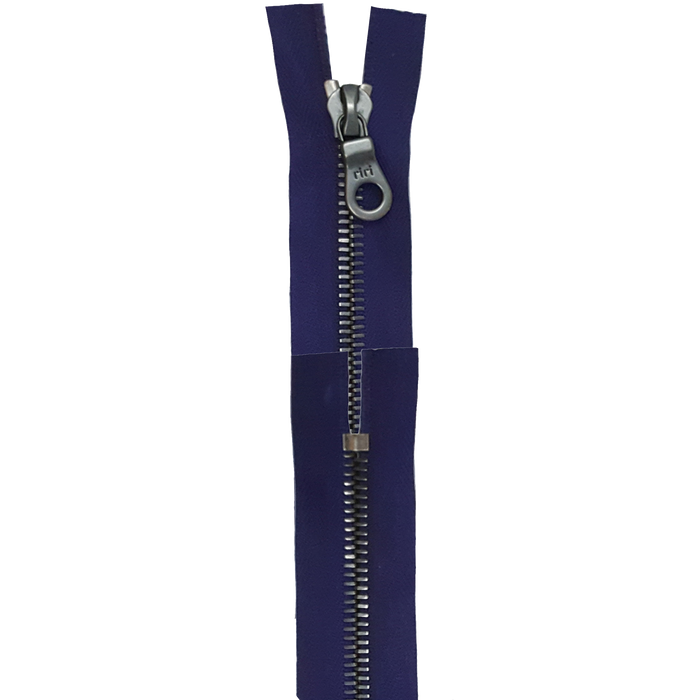 Riri 8MM Closed Bottom Zipper with KTA Pull, Purple/Gun Metal