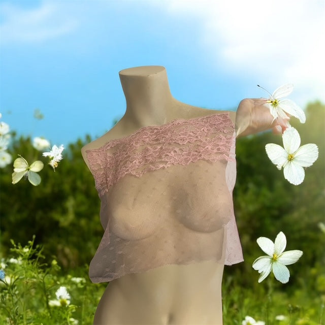 1 yard pink mesh lace 10"