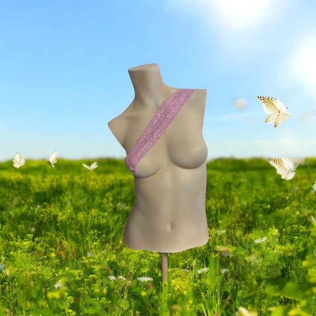 Pink Floral Elastic Lace 2.5" Wide -2yd