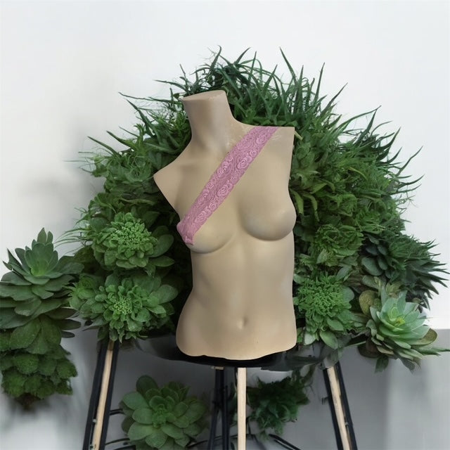 Pink Floral Elastic Lace 2.5" Wide -2yd