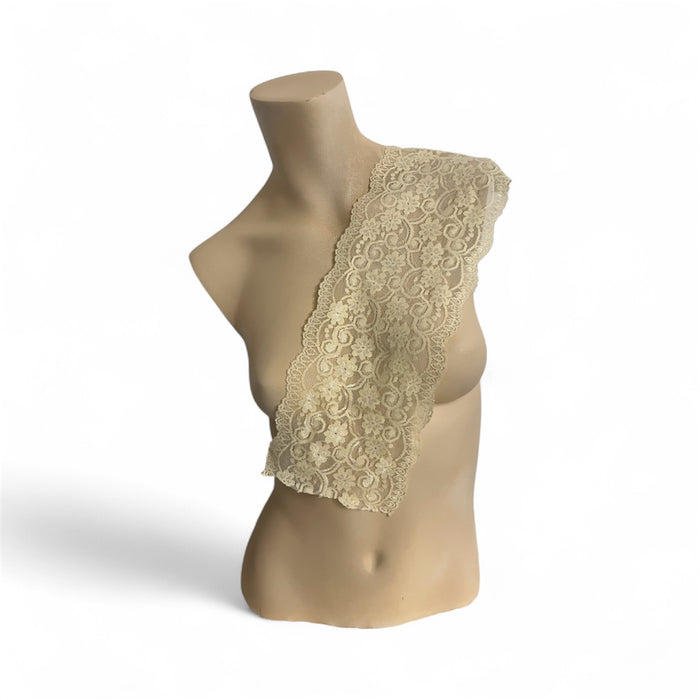 Stretch Lace 5.5" Ivory Floral Edging Both Side 2 Yard