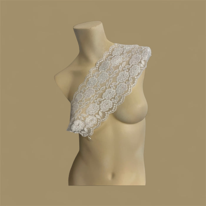 6" White Flowers Stretch Lace Trim  1 Yard $3.75