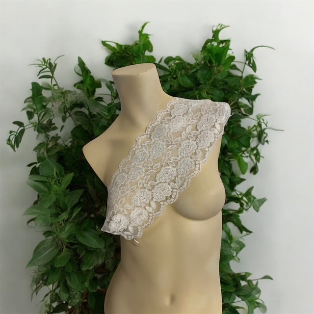 6" White Flowers Stretch Lace Trim  1 Yard $3.75