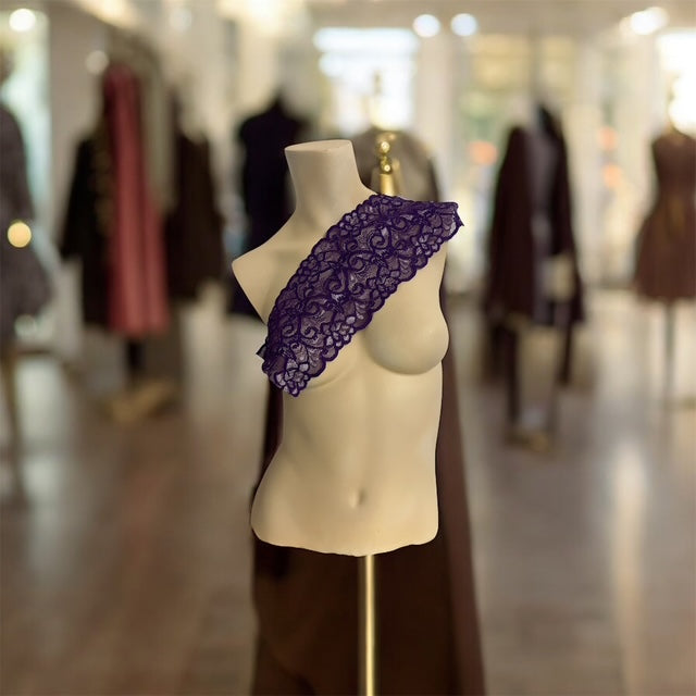 4" Eggplant wide Stretch Floral Elastic Lace Trim 2 Yard