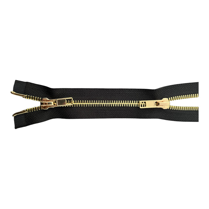 Shiny 5MM Polished Gold Two-Way Separating Open Bottom Zipper, Assorted Colors | 36 Inch Length