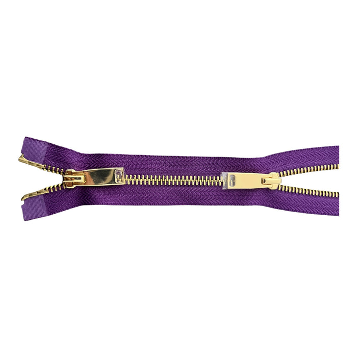 Shiny 5MM Polished Gold Two-Way Separating Open Bottom Zipper, Assorted Colors | 36 Inch Length