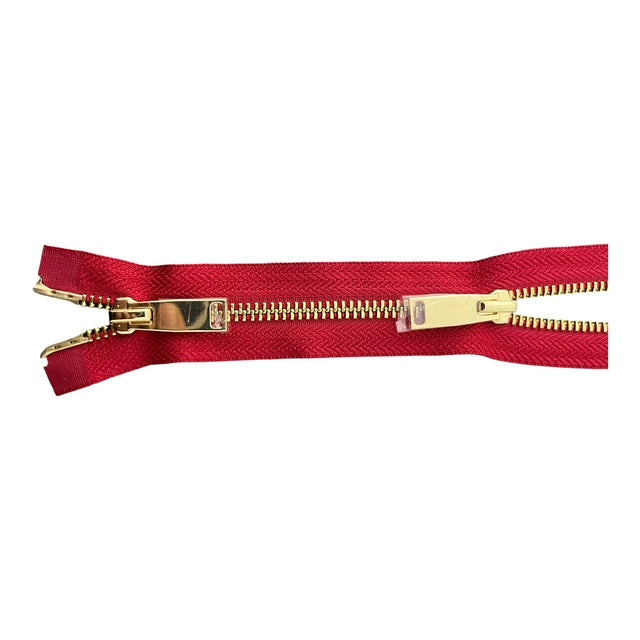 Shiny 5MM Polished Gold Two-Way Separating Open Bottom Zipper, Assorted Colors | 36 Inch Length