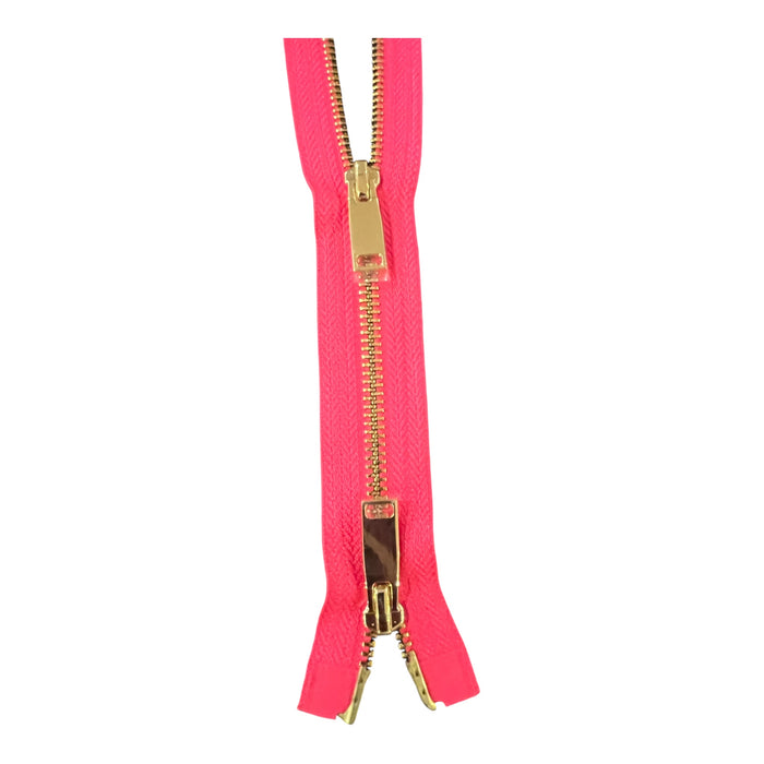 Shiny 5MM Polished Gold Two-Way Separating Open Bottom Zipper, Assorted Colors | 36 Inch Length