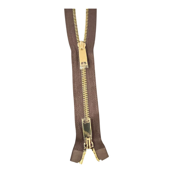 Shiny 5MM Polished Gold Two-Way Separating Open Bottom Zipper, Assorted Colors | 36 Inch Length