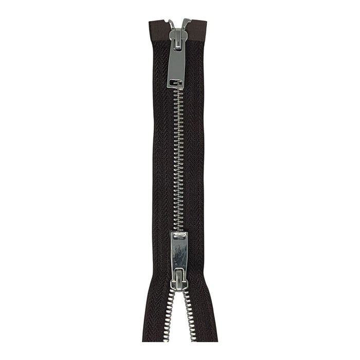 Shiny 5MM Polished Nickel Two-Way Separating Open Bottom Zipper, Assorted Colors | 36 Inch Length