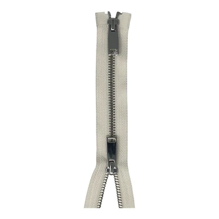 Shiny 5MM Polished Nickel Two-Way Separating Open Bottom Zipper, Assorted Colors | 36 Inch Length