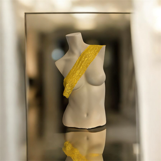 3" Yellow wide Stretch Floral Elastic Lace Trim 2 Yard