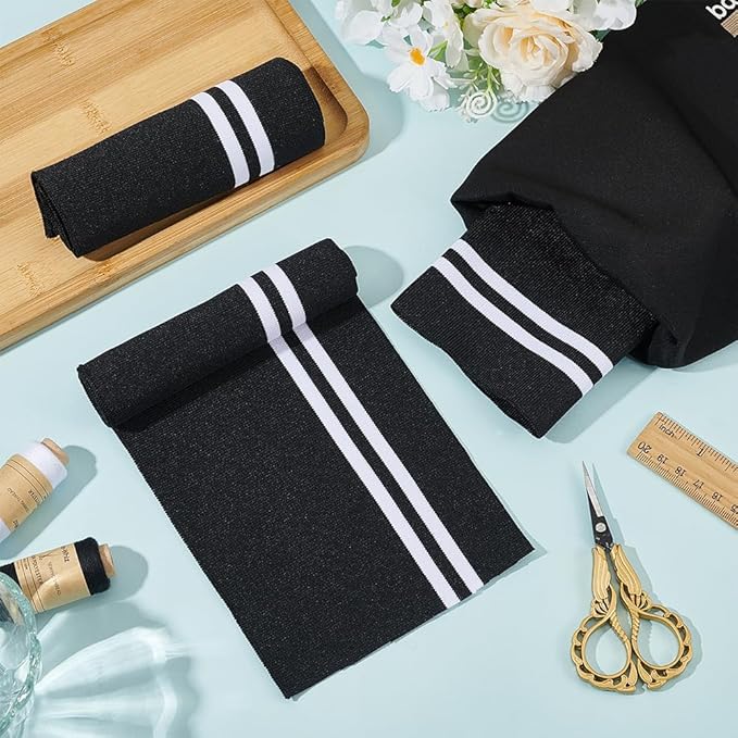 2x1 Striped Rib Knit Fabric, Ribbing for Cuffs, Collars, Waistbands,