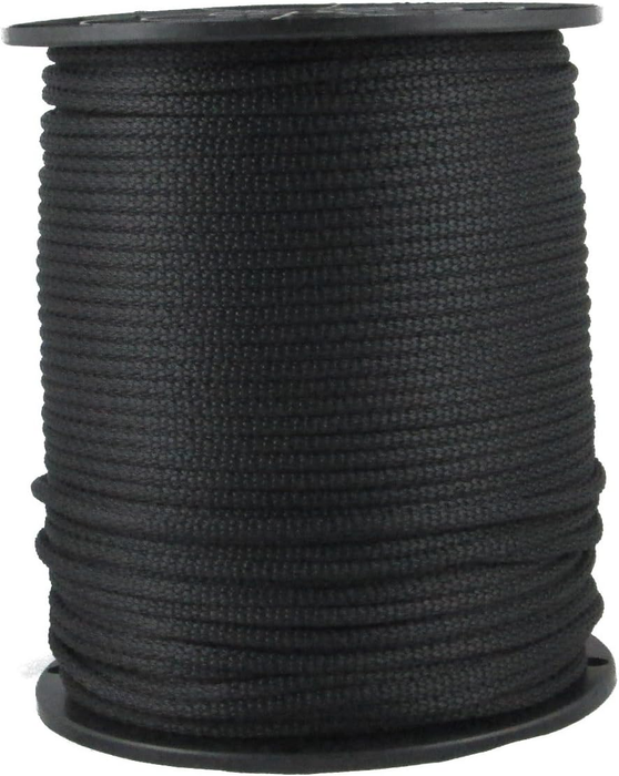 Black / White Round Polyester Drawstring Cord By Yard  also 144 yard spool 1/4"