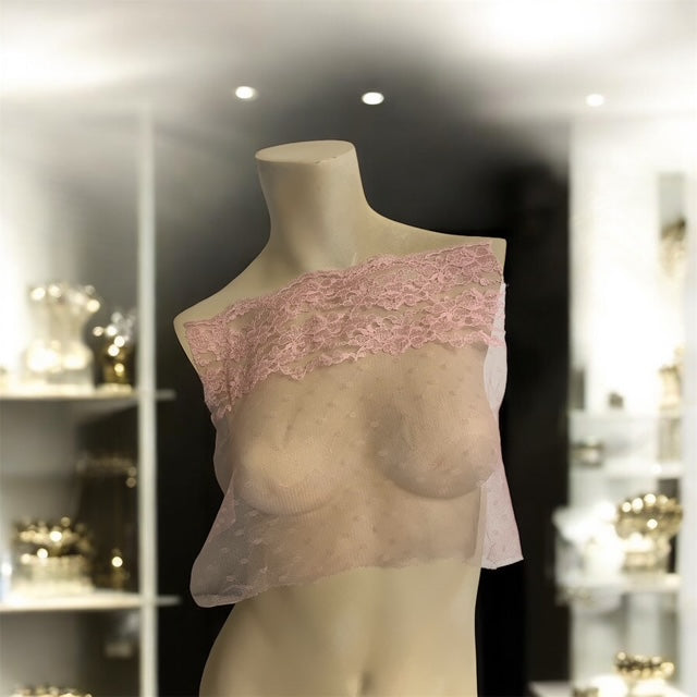 1 yard pink mesh lace 10"