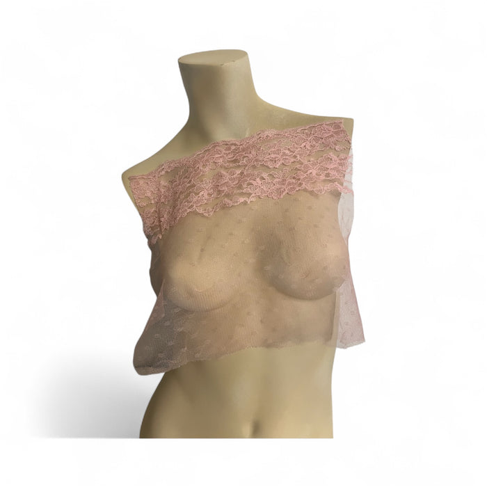 1 yard pink mesh lace 10"