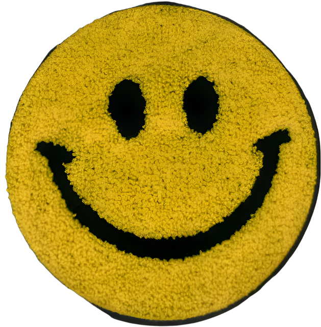 Happy face patch in colors 8 inch diameter