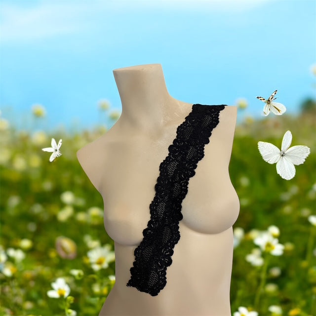 2.5" black Wide Stretch Floral Elastic Lace Trim 2 yard