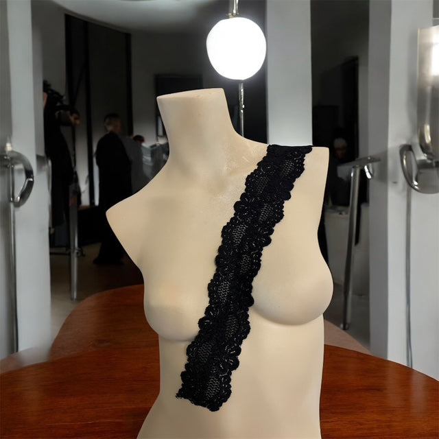 2.5" black Wide Stretch Floral Elastic Lace Trim 2 yard