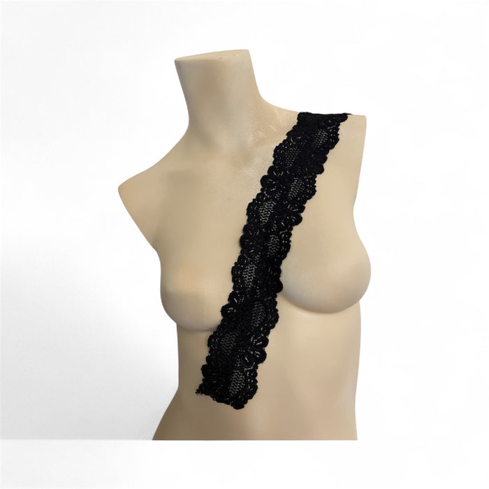 2.5" black Wide Stretch Floral Elastic Lace Trim 2 yard