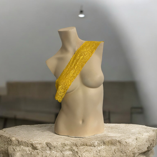 3" Wide Yellow Floral Elastic Lace Trim 2 Yard