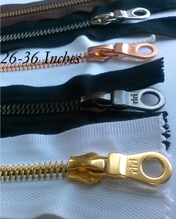 Riri Zipper 6mm One Way White, Black Or Brown Tape - Silver Black Copper or Gold Teeth 26-36 inches