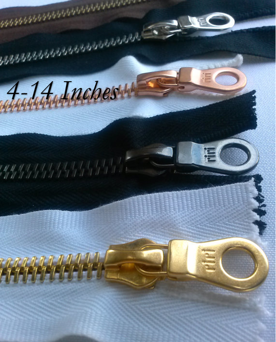 Riri Zipper 6mm One Way White, Black Or Brown Tape - Silver Black Copper or Gold Teeth