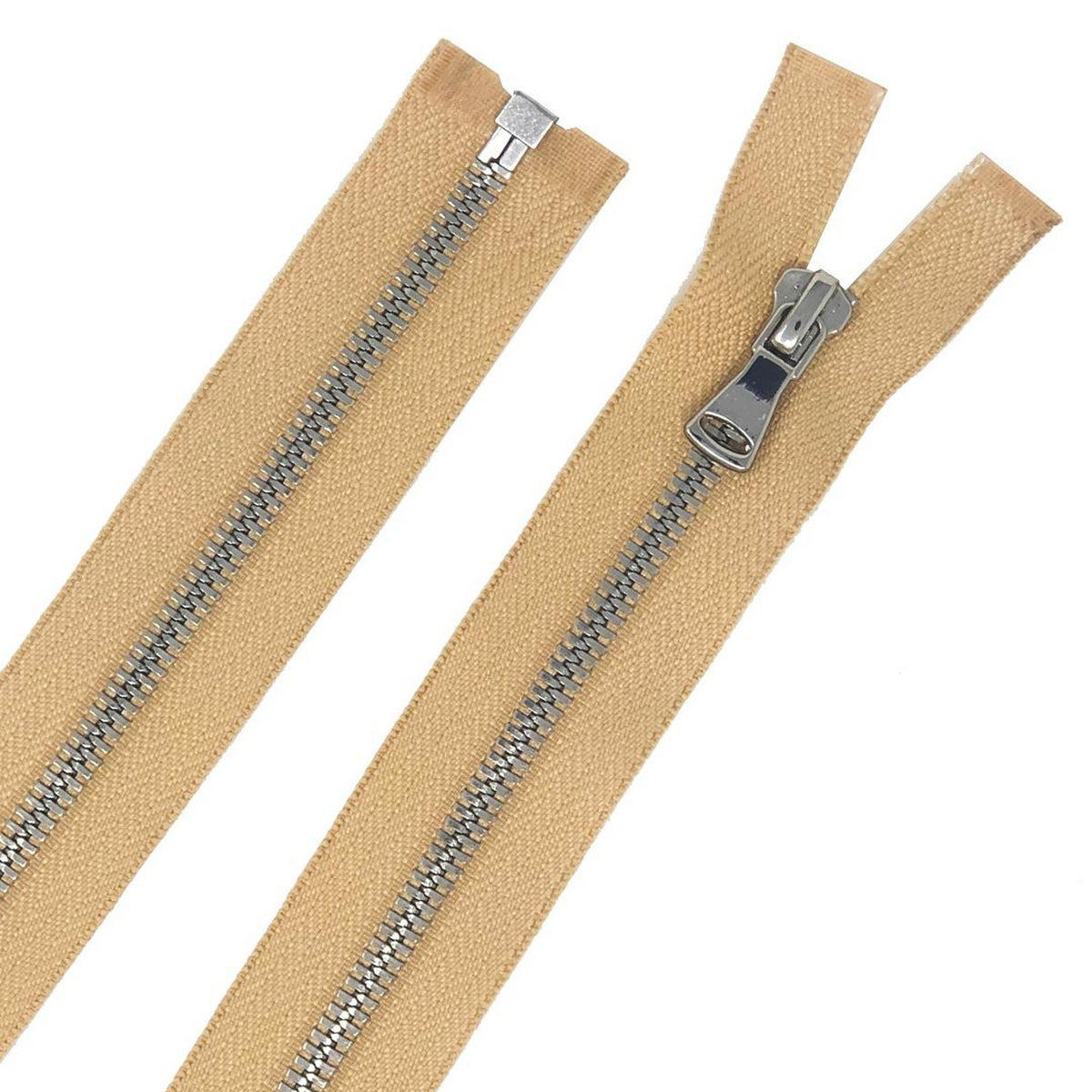 Beige Metal Two-Way Separating Zipper with Gunmetal Teeth - 39 - Metal  Zippers - Zippers - Notions