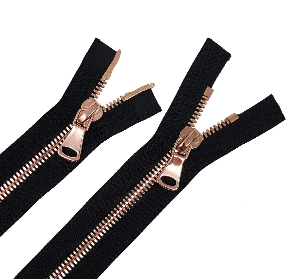 Wholesale Black Glossy Brass Two-Way Separating Zipper in 5MM or 8MM O —  ZipUpZipper