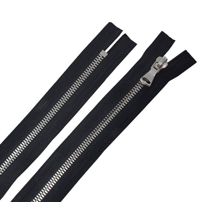 Glossy 5MM or 8MM One-Way Non-Separating Closed Bottom Zipper, Black/Nickel | 5 Inch to 27 Inch Length