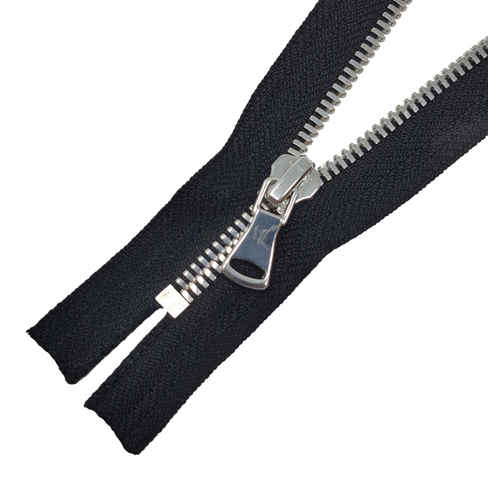 Glossy 5MM or 8MM One-Way Non-Separating Closed Bottom Zipper, Black/Nickel | 5 Inch to 27 Inch Length