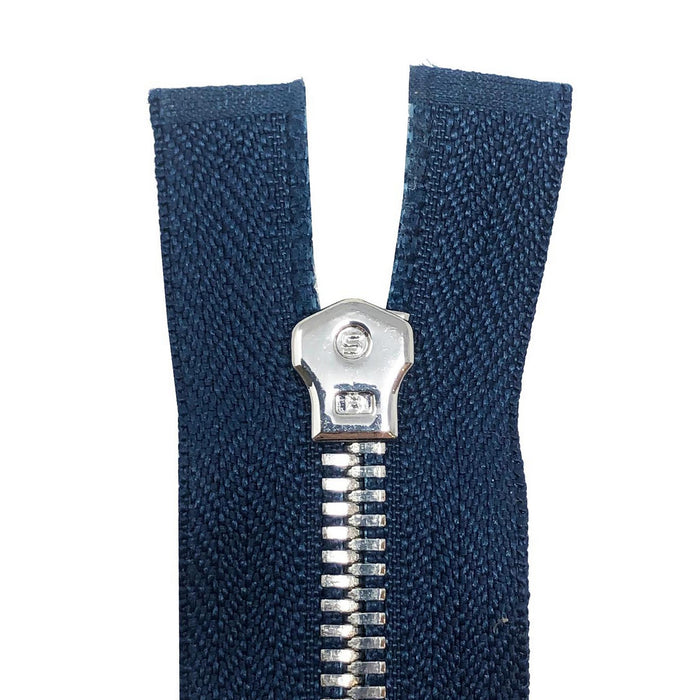 Glossy 5MM One-Way Non-Separating Closed Bottom Zipper, Navy/Nickel | 5 Inch to 27 Inch Length