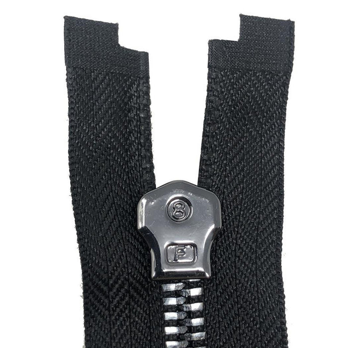 Glossy Jacket Zipper Set in 5MM or 8MM Metal Teeth, One 18" to 28" Open Bottom and Two 7" Pocket Closed Bottom Zippers, Black/Gun Metal