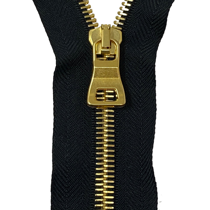 5 Black w/Gold Metal Zipper Tape - By the yard, includes pulls – Jax & Lo