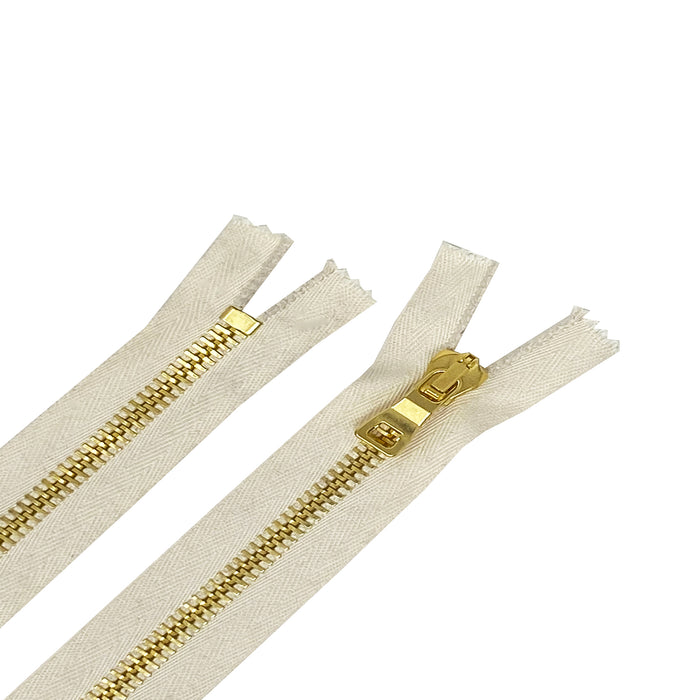 Lampo PFD White Cotton Tape Brass Teeth T8 Pocket Non-Separating Zipper 7 inches