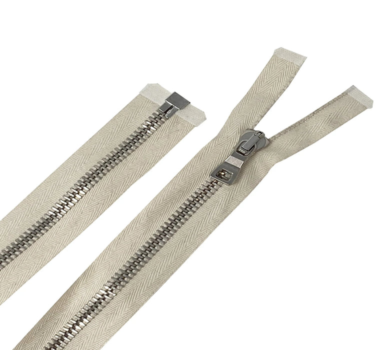 Lampo PFD White Cotton Tape Nickel Teeth T8 Jacket Separating Zipper -Choose Length-