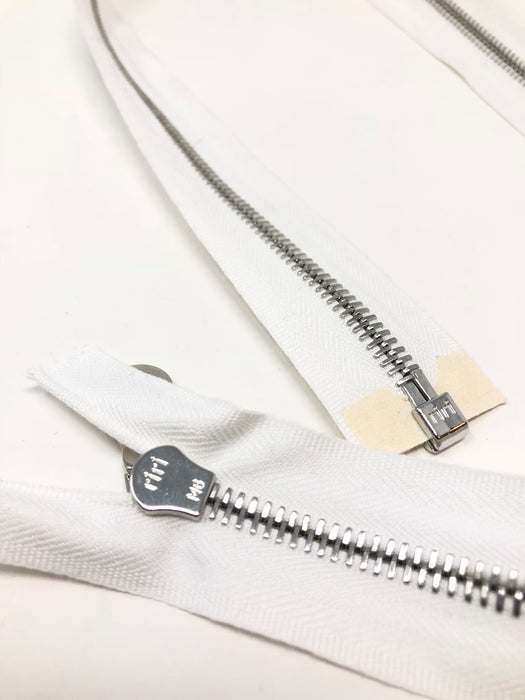 White Riri Jacket Zipper 6MM Silver Finish Separating - Choose Length - - ZipUpZipper