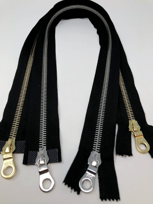 Black Riri Zipper 27.5 Inches Brass or 29 Inches Nickel 8MM Two-Way Separating - ZipUpZipper